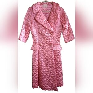 1950s Vintage Pink Quilted Shirtwaist Dress
